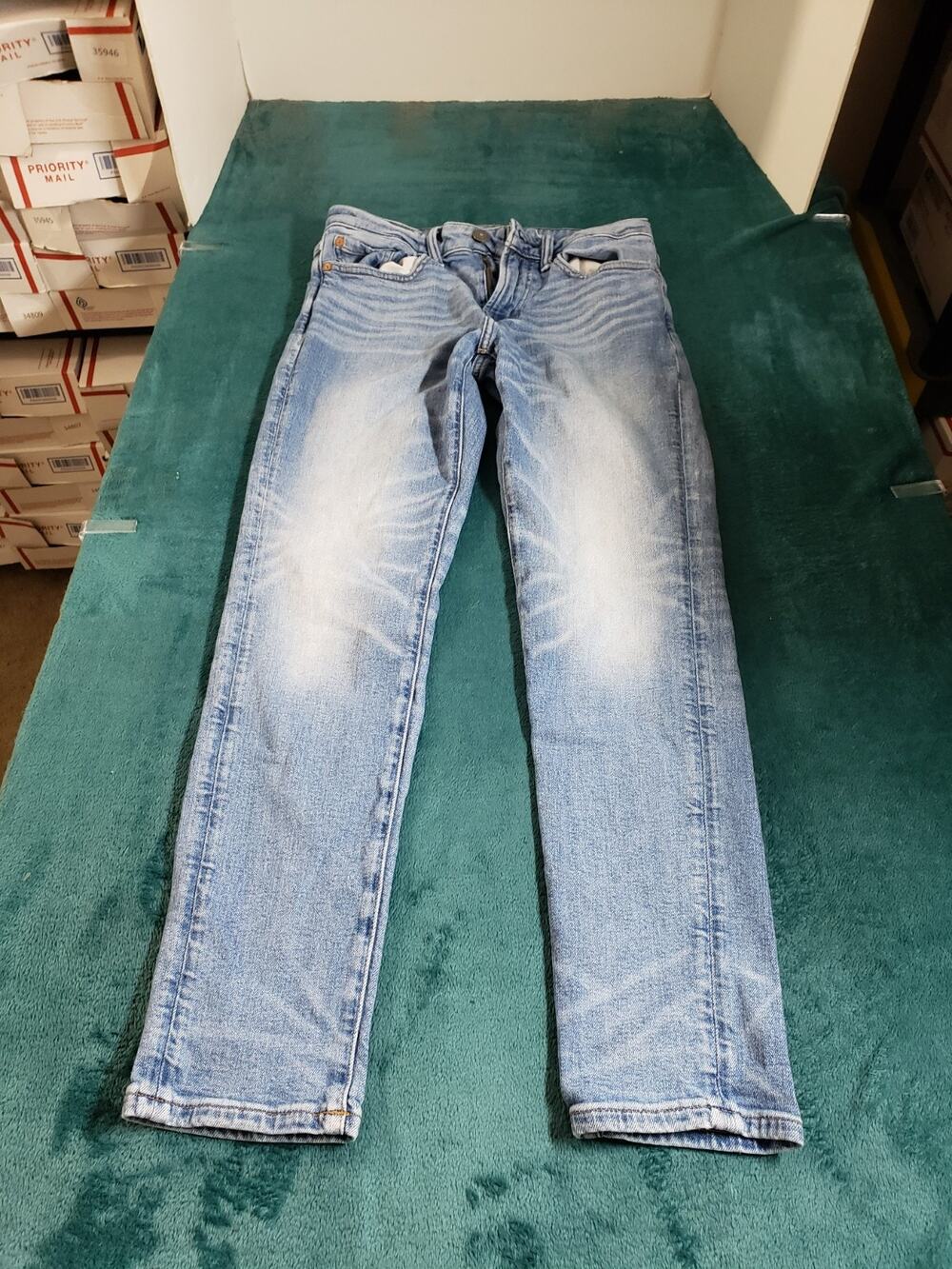 American Eagle Jeans Size 28x32 Mens Blue Pants Stretch Denim Mid Rise Skinny